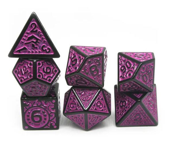 Black with Purple Ink Irregular Pattern Fill | 7-Dice Acrylic Dice Set (Online Only)