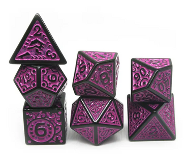 Black with Purple Ink Irregular Pattern Fill | 7-Dice Acrylic Dice Set (Online Only)