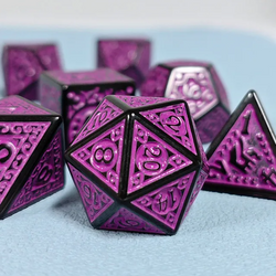 Black with Purple Ink Irregular Pattern Fill | 7-Dice Acrylic Dice Set (Online Only)