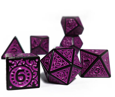 Black with Purple Ink Irregular Pattern Fill | 7-Dice Acrylic Dice Set (Online Only)