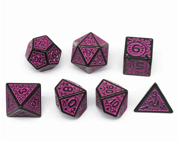 Black with Purple Ink Irregular Pattern Fill | 7-Dice Acrylic Dice Set (Online Only)