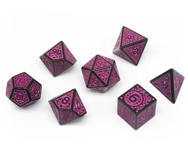 Black with Purple Ink Irregular Pattern Fill | 7-Dice Acrylic Dice Set (Online Only)