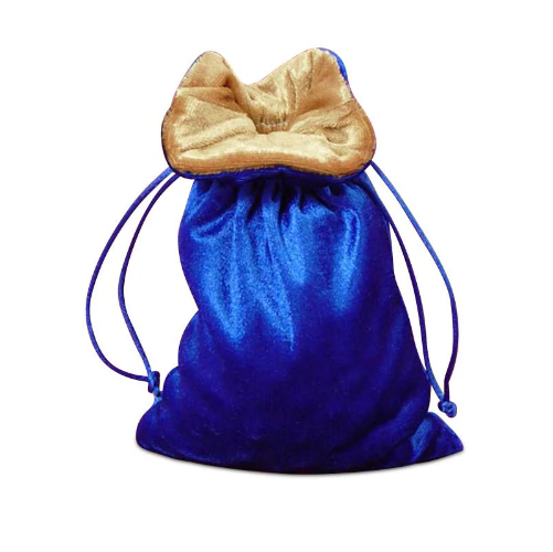Large Blue Velvet Gift Bag RPG Game Dice Bag w/ GOLD Velvet Lining Counter Pouch (Online Only)