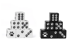 White Cat Paw Dice Opaque w/Black Paw Prints 16mm d6 Dice (sold per die) (Online Only)