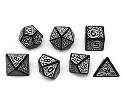 Black with White Ink Irregular Pattern Fill | 7-Dice Acrylic Dice Set (Online Only)