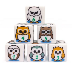 (White) Owl Dice | Printed d6 Dice Featuring Fantasy Animal Numbered (Online Only)