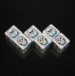 (White) Owl Dice | Printed d6 Dice Featuring Fantasy Animal Numbered (Online Only)
