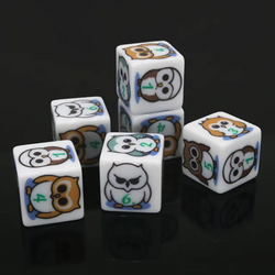 (White) Owl Dice | Printed d6 Dice Featuring Fantasy Animal Numbered (Online Only)