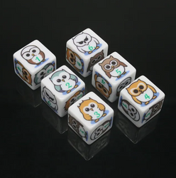 (White) Owl Dice | Printed d6 Dice Featuring Fantasy Animal Numbered (Online Only)