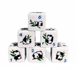 (White) Panda Dice | Printed d6 Dice Featuring Fantasy Animal Numbered (Online Only)