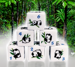 (White) Panda Dice | Printed d6 Dice Featuring Fantasy Animal Numbered (Online Only)