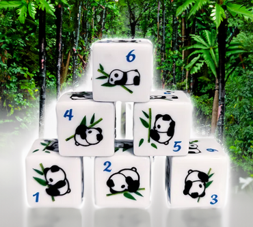 (White) Panda Dice | Printed d6 Dice Featuring Fantasy Animal Numbered (Online Only)