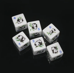 (White) Panda Dice | Printed d6 Dice Featuring Fantasy Animal Numbered (Online Only)