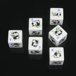 (White) Panda Dice | Printed d6 Dice Featuring Fantasy Animal Numbered (Online Only)
