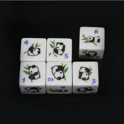 (White) Panda Dice | Printed d6 Dice Featuring Fantasy Animal Numbered (Online Only)