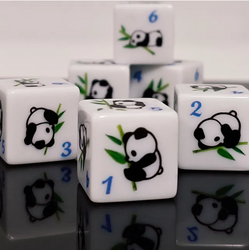 (White) Panda Dice | Printed d6 Dice Featuring Fantasy Animal Numbered (Online Only)