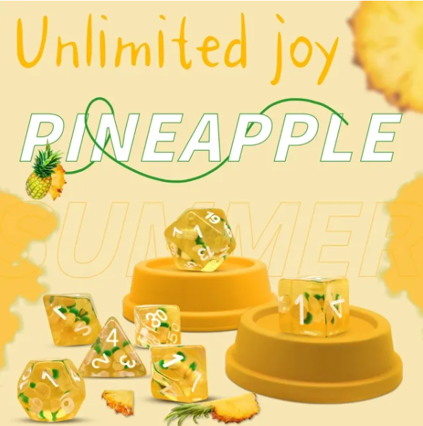 Pineapple Themed Dice | 7-Dice Resin Dice Set RPG Dice (Online Only)