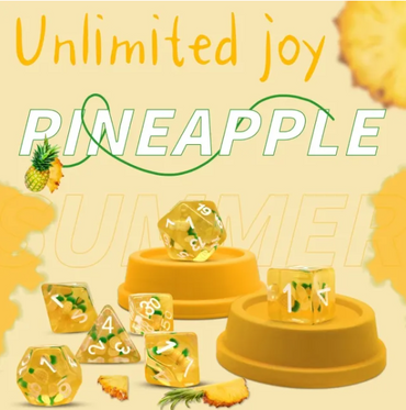 Pineapple Themed Dice | 7-Dice Resin Dice Set RPG Dice (Online Only)