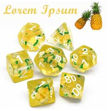 Pineapple Themed Dice | 7-Dice Resin Dice Set RPG Dice (Online Only)