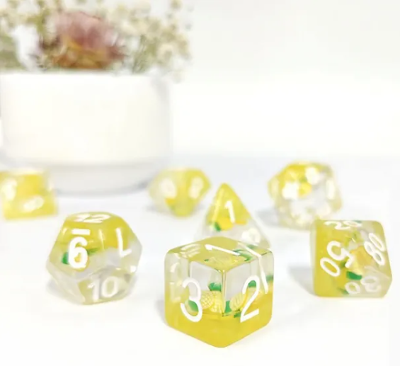 Pineapple Themed Dice | 7-Dice Resin Dice Set RPG Dice (Online Only)