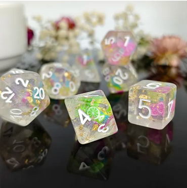 Fruit Medloy | 7-Dice Resin Dice Set DND Dice with Inclusion (Online Only)