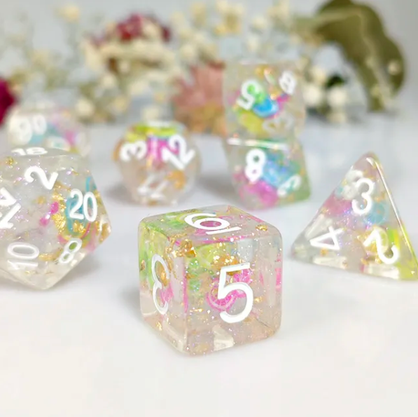 Fruit Medloy | 7-Dice Resin Dice Set DND Dice with Inclusion (Online Only)