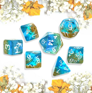 Coconut Themed Dice | 7-Dice Resin Dice Set Polyhederal Dice Set (Online Only)