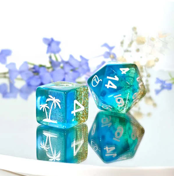 Coconut Themed Dice | 7-Dice Resin Dice Set Polyhederal Dice Set (Online Only)