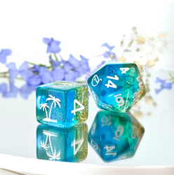 Coconut Themed Dice | 7-Dice Resin Dice Set Polyhederal Dice Set (Online Only)