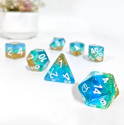 Coconut Themed Dice | 7-Dice Resin Dice Set Polyhederal Dice Set (Online Only)
