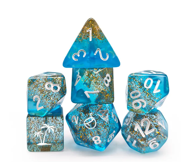 Coconut Themed Dice | 7-Dice Resin Dice Set Polyhederal Dice Set (Online Only)