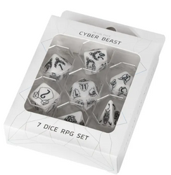 Unleash the Wild: Beast Dice - White 7-Dice Set with Black Beast Emblems for RPGs (Online Only)