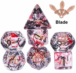 Crimson Veil: Rogue's Deception 7-Dice Set with Gilded Triple Dagger Inlay (Online Only)