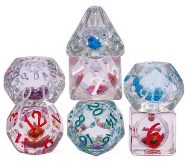 Random Liquid Core Dice 7-Dice Set | Resin Dice w/Liquid Glitter Inside (Online Only)