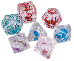 Random Liquid Core Dice 7-Dice Set | Resin Dice w/Liquid Glitter Inside (Online Only)