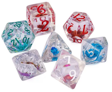 Random Liquid Core Dice 7-Dice Set | Resin Dice w/Liquid Glitter Inside (Online Only)