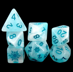 Lake Blue Blizzard's Embrace: Snowflake D&D 7-Dice Set w/Snowflake Emblem (Online Only)