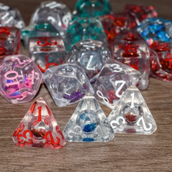 Random Liquid Core Dice 7-Dice Set | Resin Dice w/Liquid Glitter Inside (Online Only)