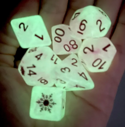 Pink Blizzard's Kiss: Snowflake D&D 7-Dice Set w/Snowflake Emblem (Online Only)