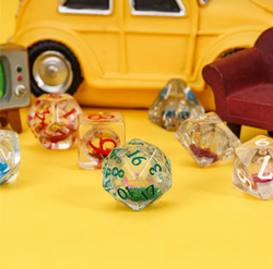 Random Liquid Core Dice 7-Dice Set | Resin Dice w/Liquid Glitter Inside (Online Only)