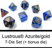 Lustrous® Polyhedral Azurite/gold 7-Die Set (with bonus die) (Online Only)