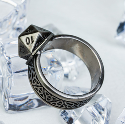 Dice Ring Silver Metal Triquetra | DND Convention Cosplay (Online Only)