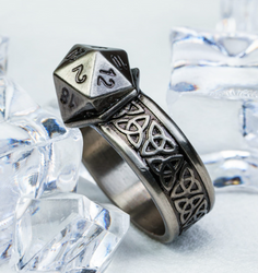 Dice Ring Silver Metal Triquetra | DND Convention Cosplay (Online Only)