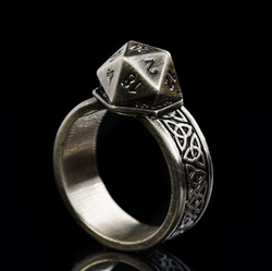 Dice Ring Silver Metal Triquetra | DND Convention Cosplay (Online Only)