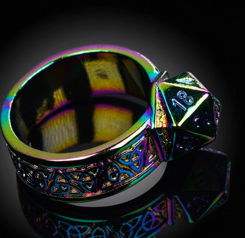 Dice Ring Rainbow Metal Triquetra | DND Convention Cosplay (Online Only)