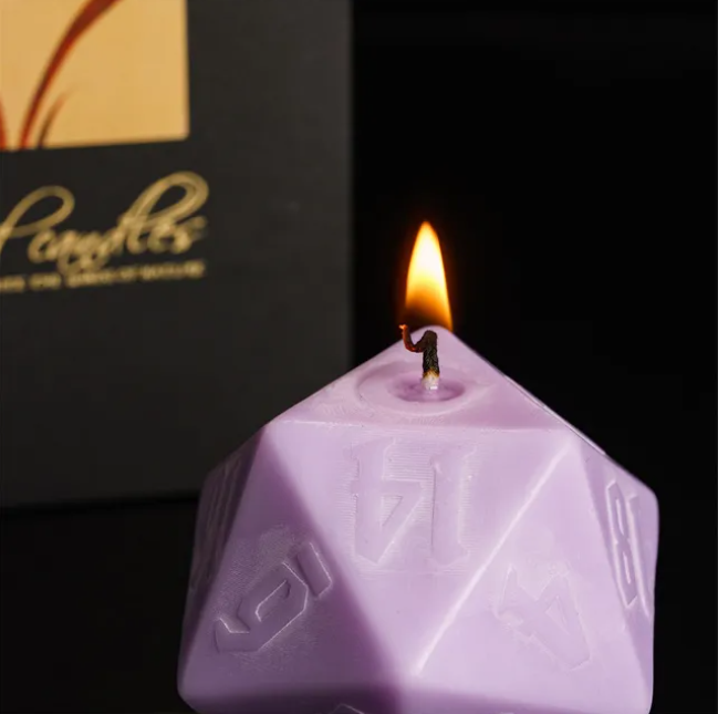 2x Dice Candle | 55mm Candle Dice with Carton Packaging (Purple/Green) (Online Only)