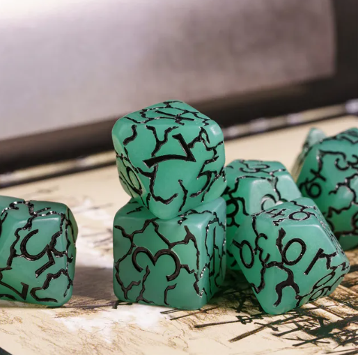 Jade Crackle Nexus: 7-Dice RPG Set (Online Only)