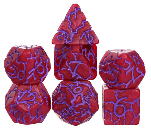 Crimson Twilight Veil Crackle Nexus: 7-Dice RPG Set (Online Only)