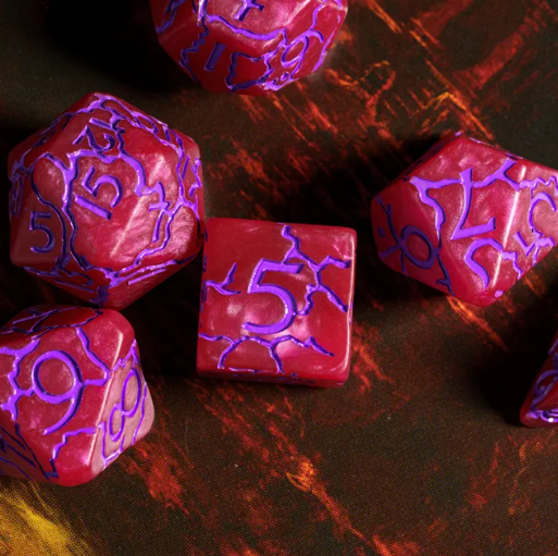 Crimson Twilight Veil Crackle Nexus: 7-Dice RPG Set (Online Only)