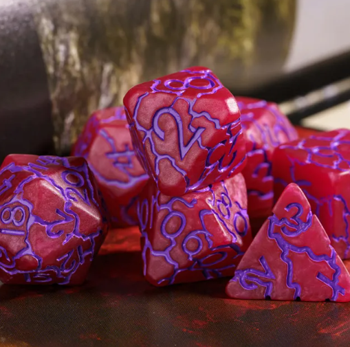 Crimson Twilight Veil Crackle Nexus: 7-Dice RPG Set (Online Only)